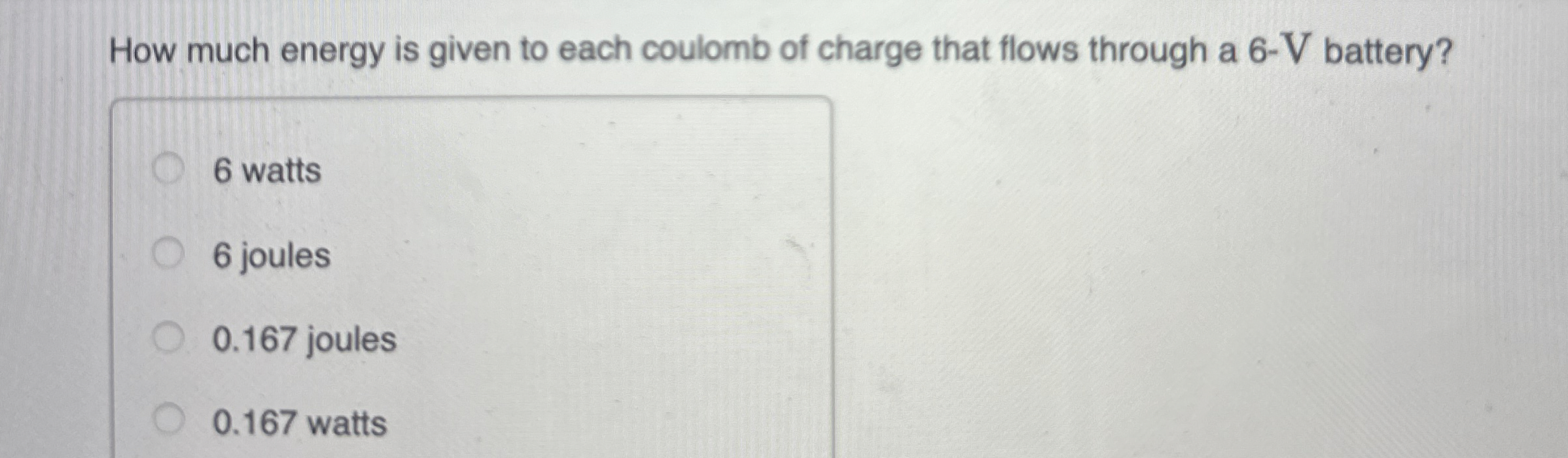 How much energy is given to each coulomb of