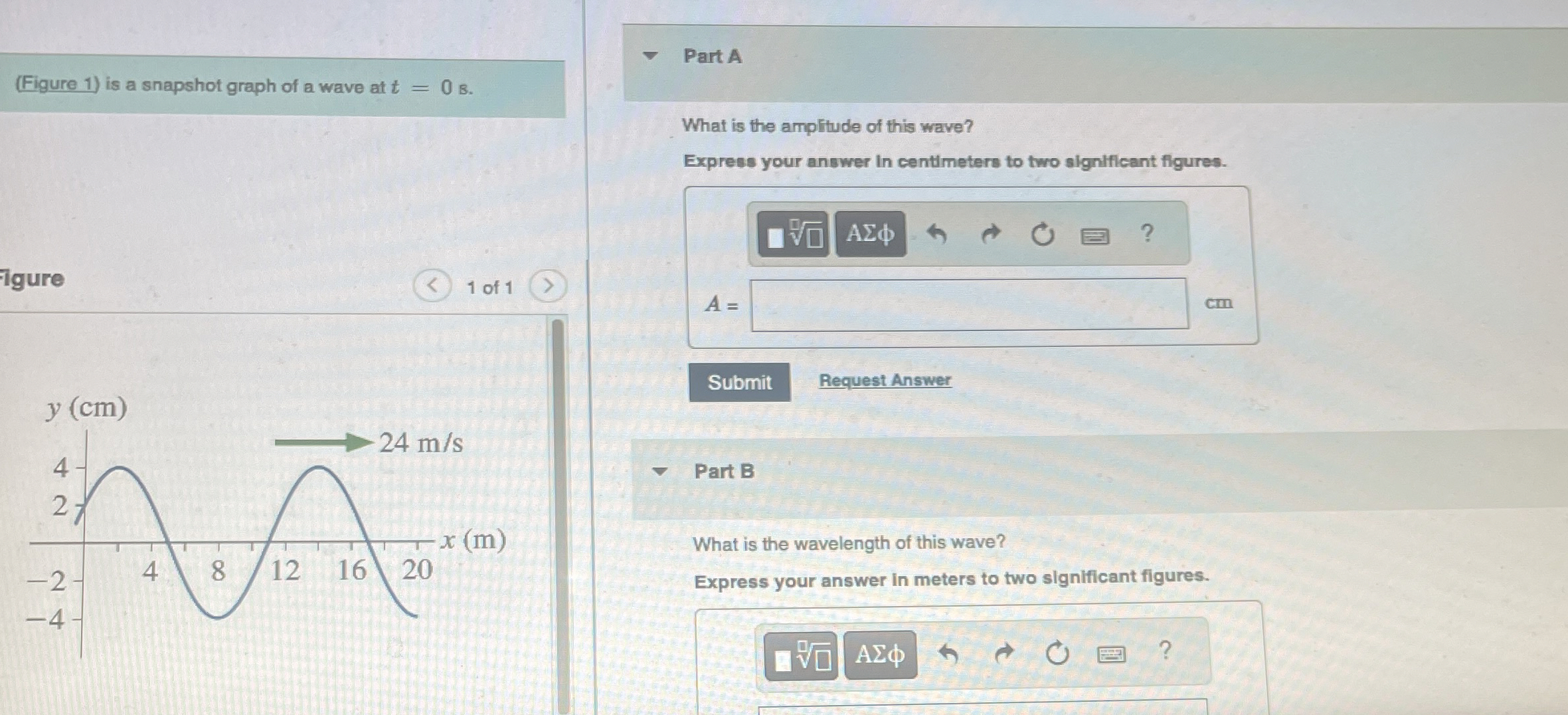 ( Figure 1 ) is a snapshot graph of a wave at t =