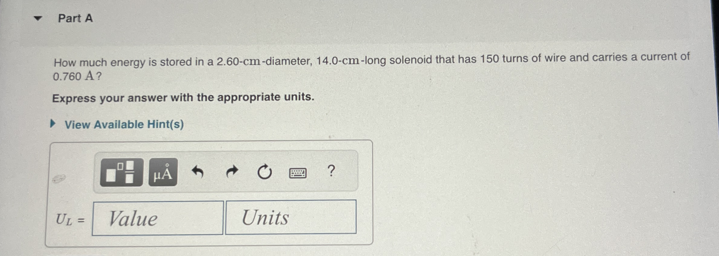 Part A How much energy is stored in a 2 . 6 0 -