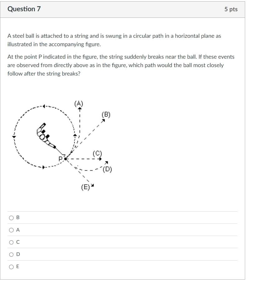 Question 7 5 pts A steel ball is attached to a