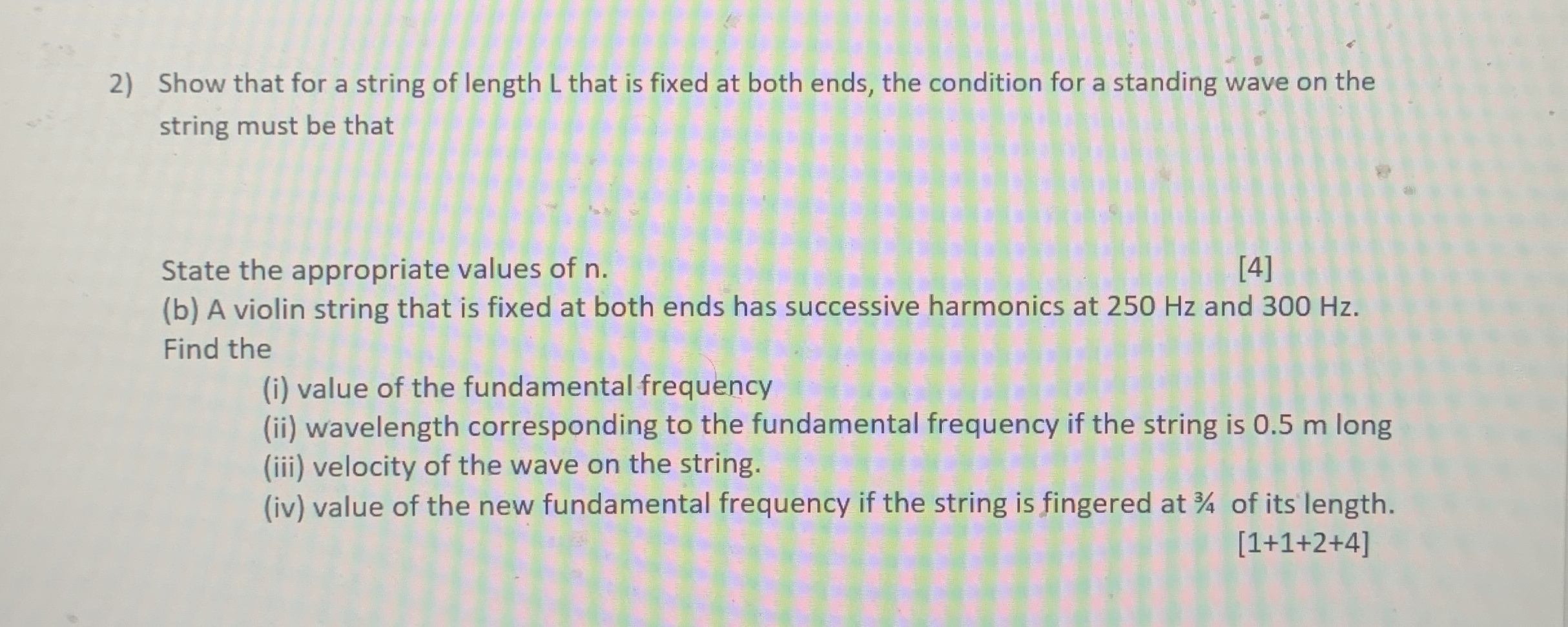 Show that for a string of length L that is fixed