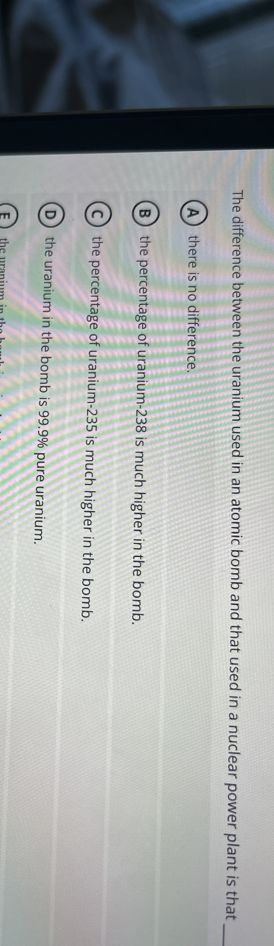 The difference between the uranium used in an