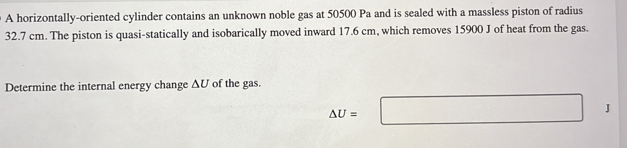 A horizontally - oriented cylinder contains an