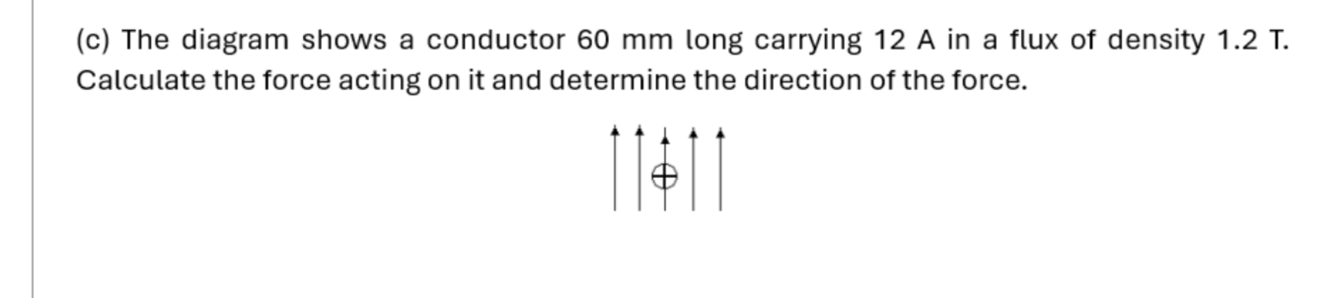 The diagram shows a conductor 6 0 mm long