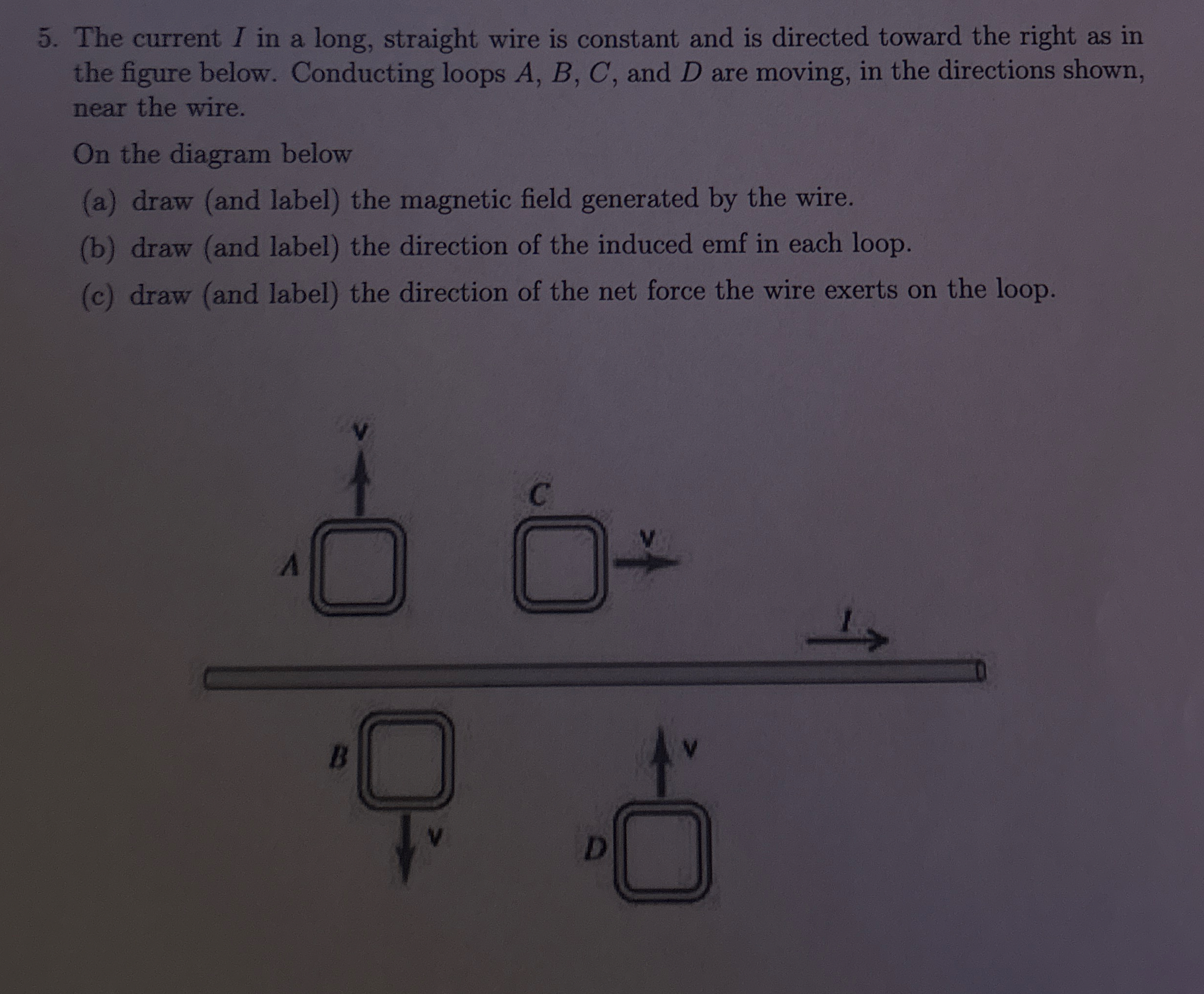 The current I in a long, straight wire is