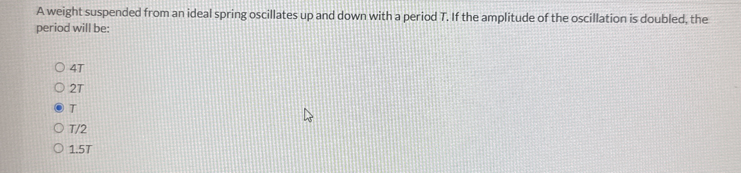 A weight suspended from an ideal spring