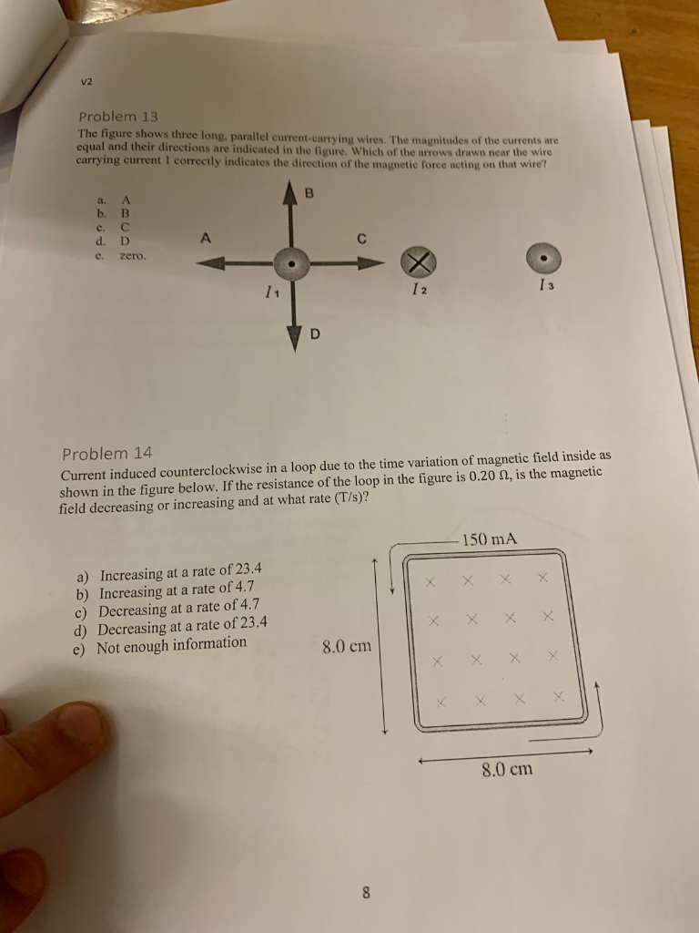 The figure shows three long, parallel current -
