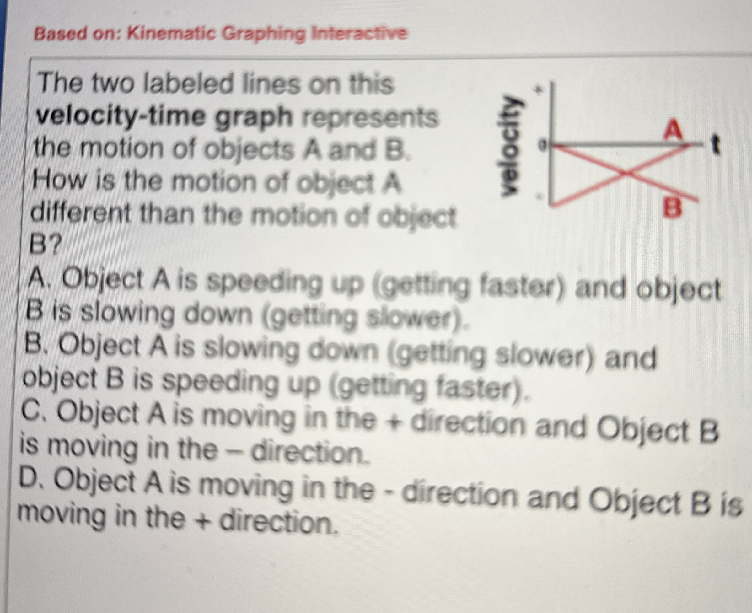 Based on: Kinematic Graphing Interactive The two