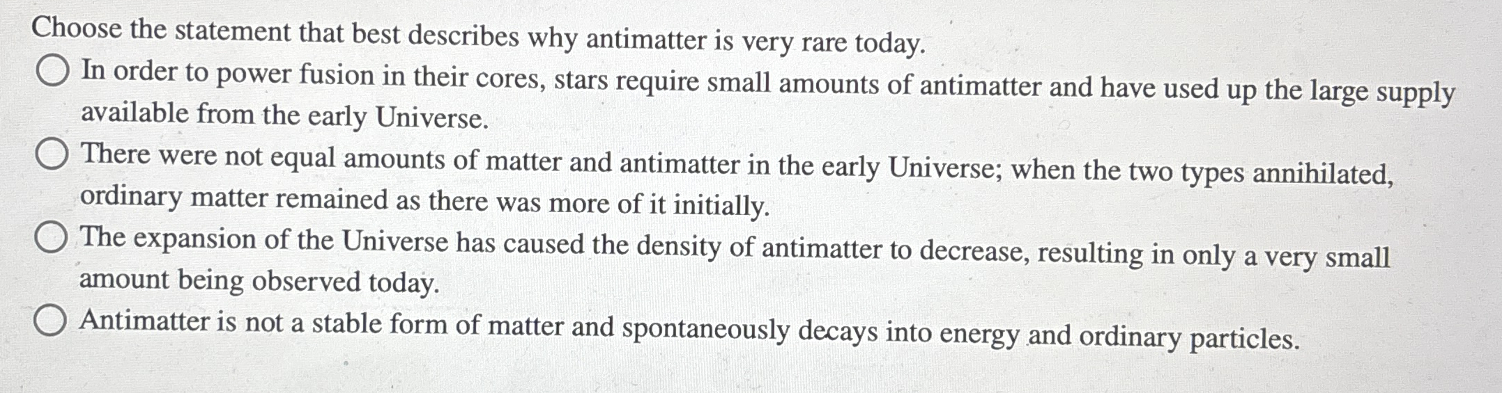 Choose the statement that best describes why