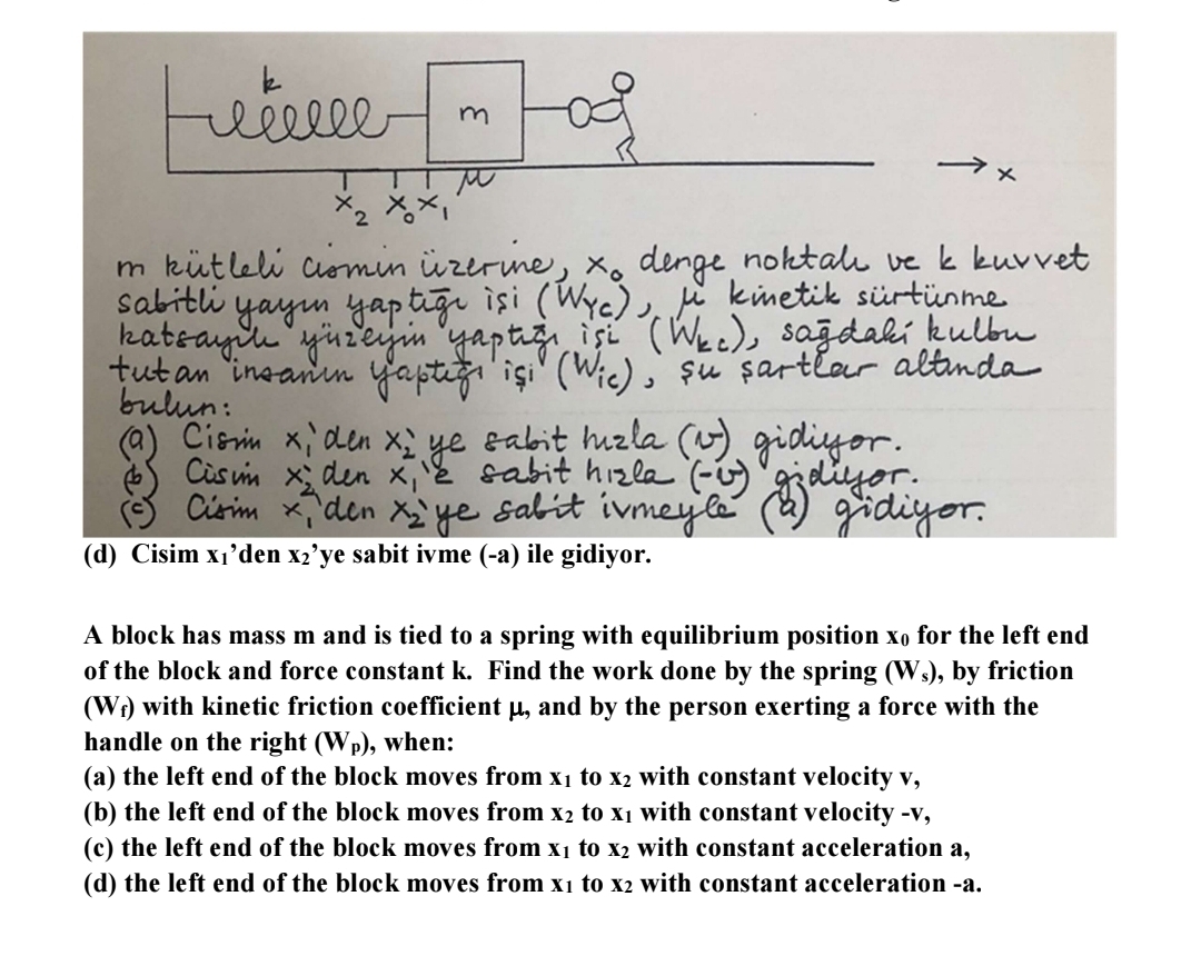 A block has mass m and is tied to spring with