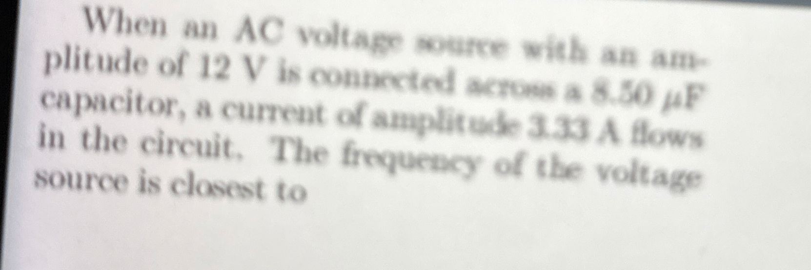 When an AC voltage source with an amplitude of 1