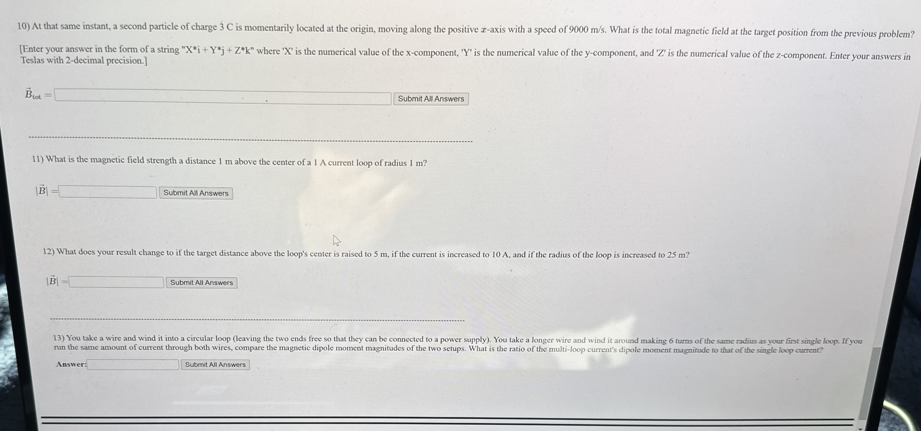 At that same instant, a second particle of charge