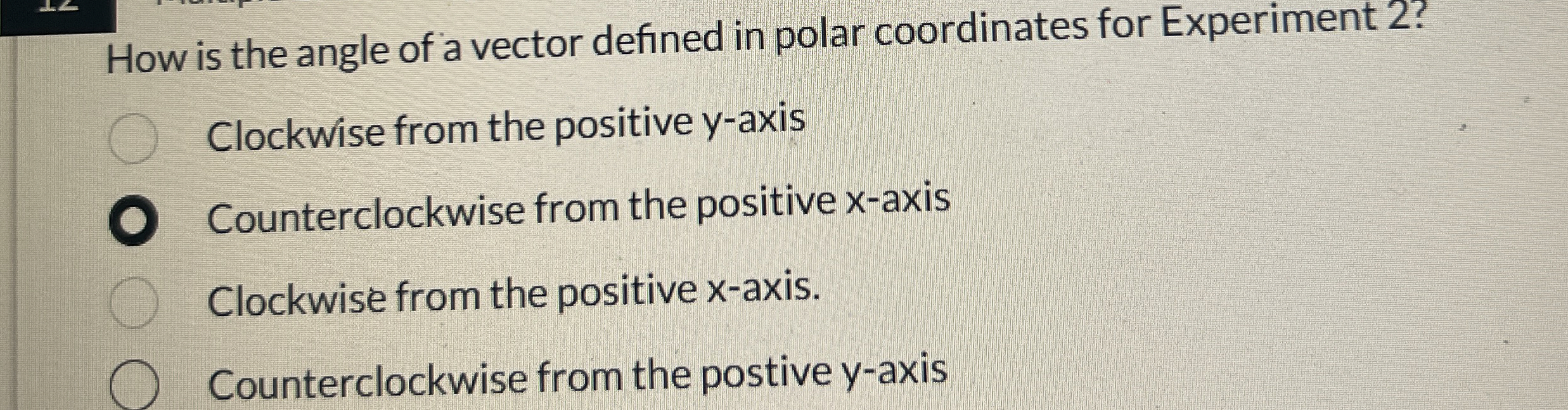 How is the angle of a vector defined in polar
