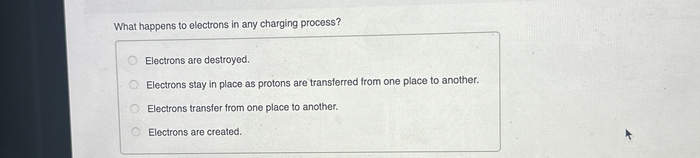 What happens to electrons in any charging