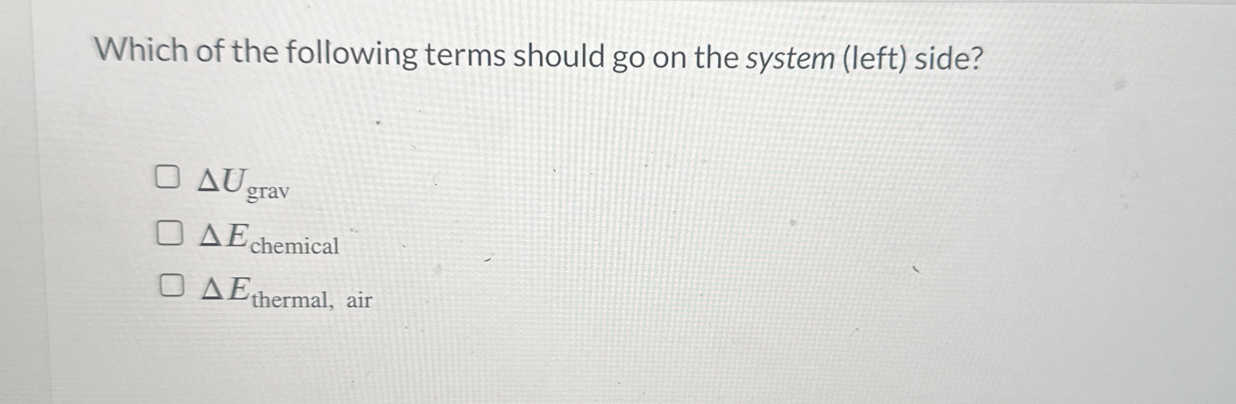 Which of the following terms should go on the