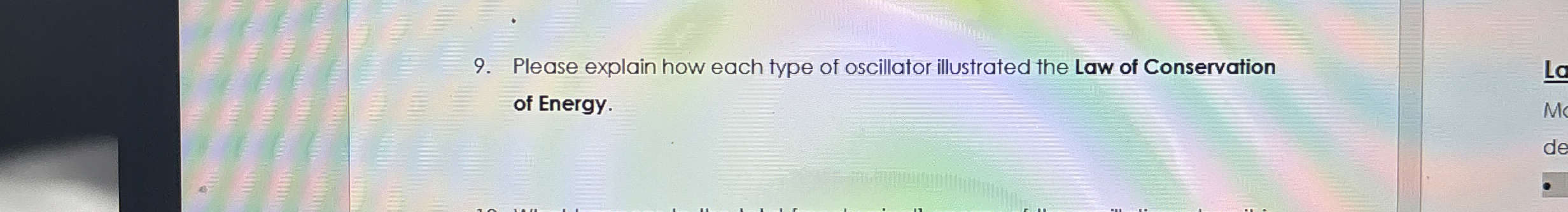 Please explain how each type of oscillator