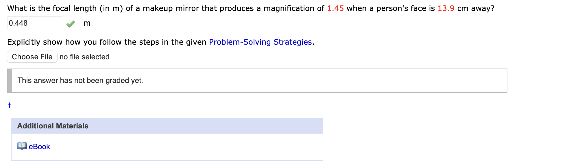 What is the focal length ( in m ) of a makeup