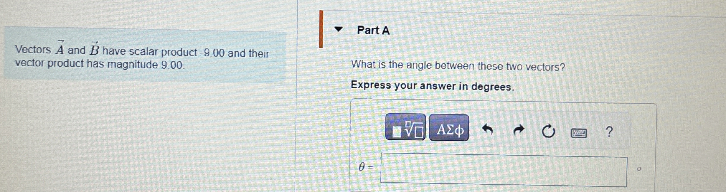 Vectors vec ( A ) and vec ( B ) have scalar