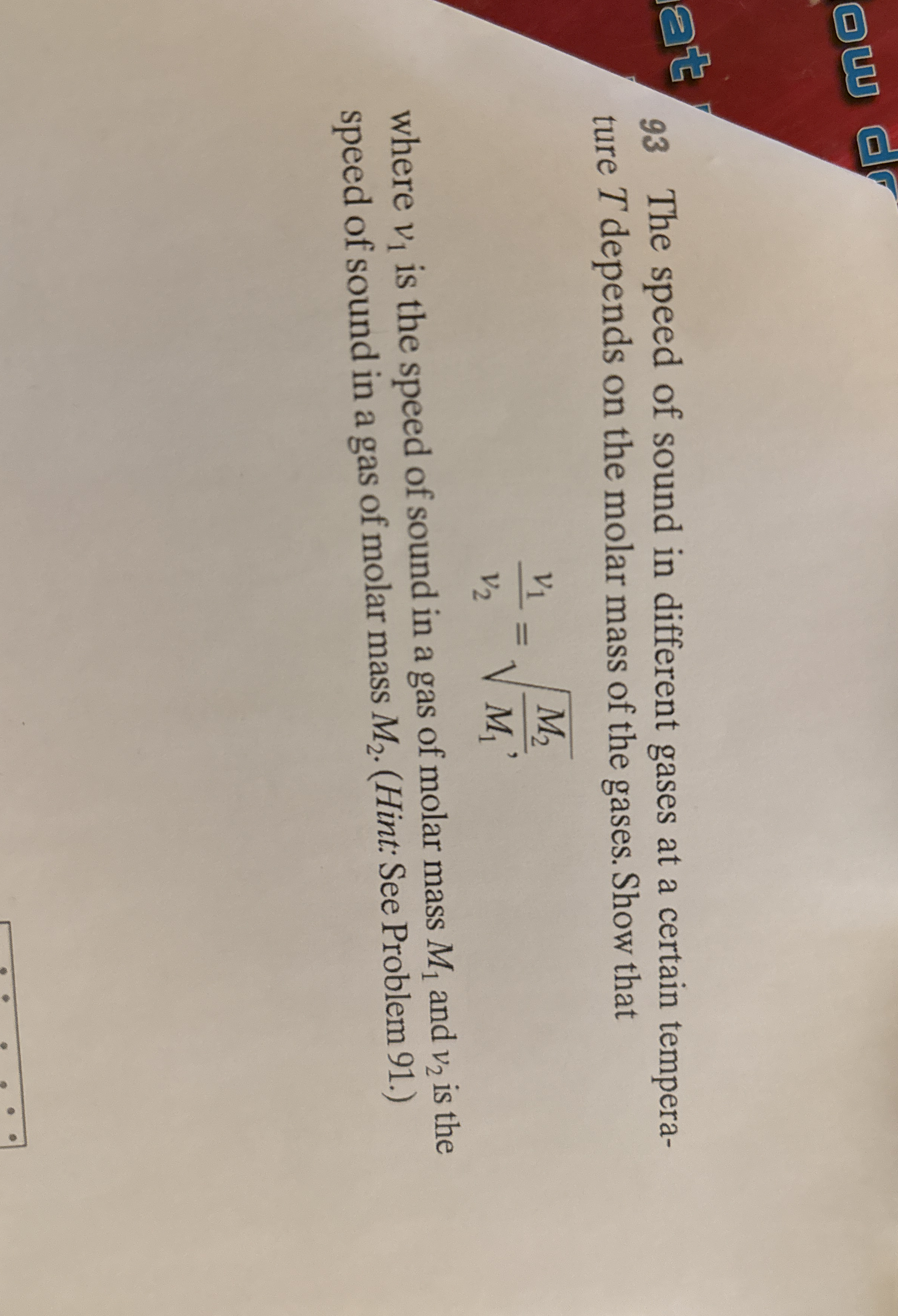 ( 2 ) 9 3 The speed of sound in different gases
