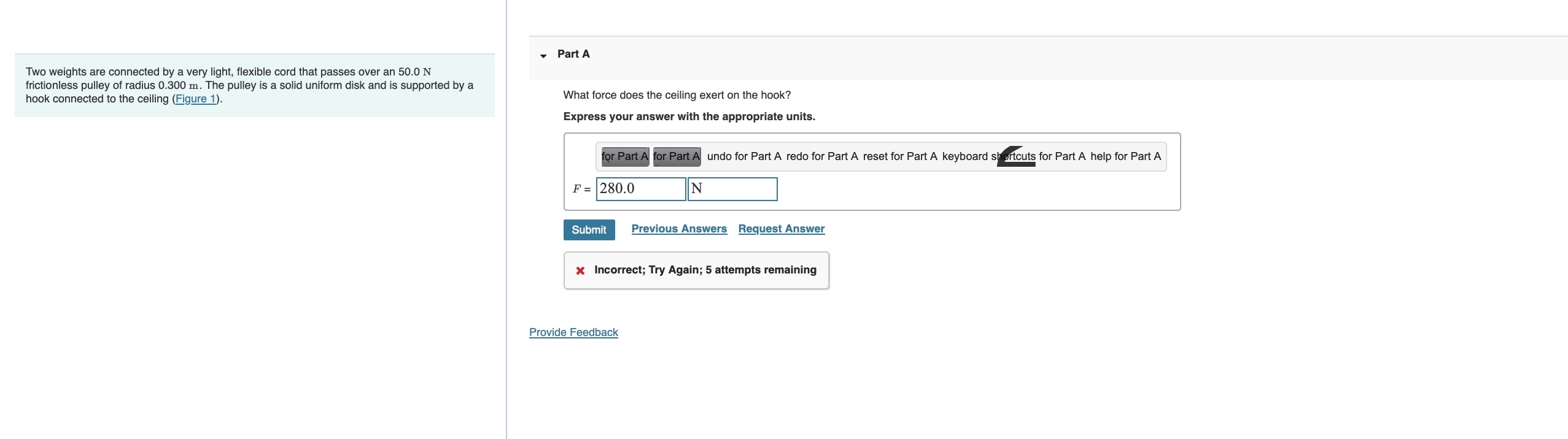 Two weights are connected by a very light,