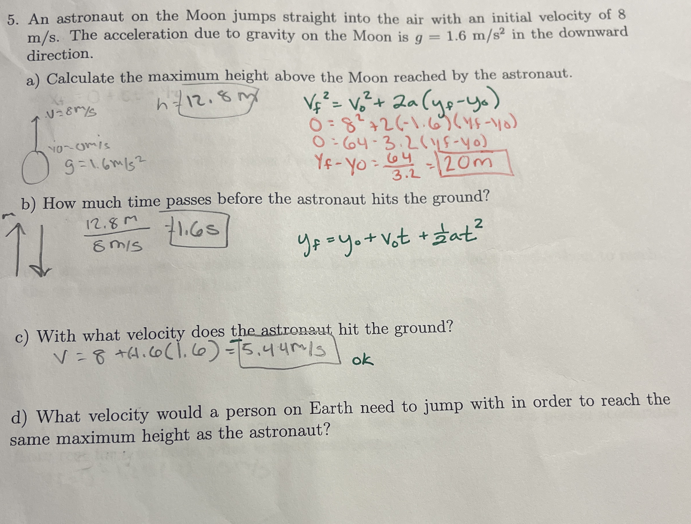 An astronaut on the Moon jumps straight into the