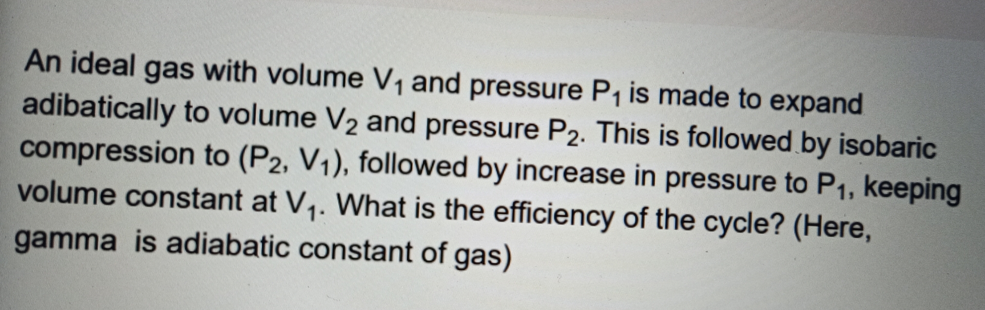An ideal gas with volume V 1 and pressure P 1 is
