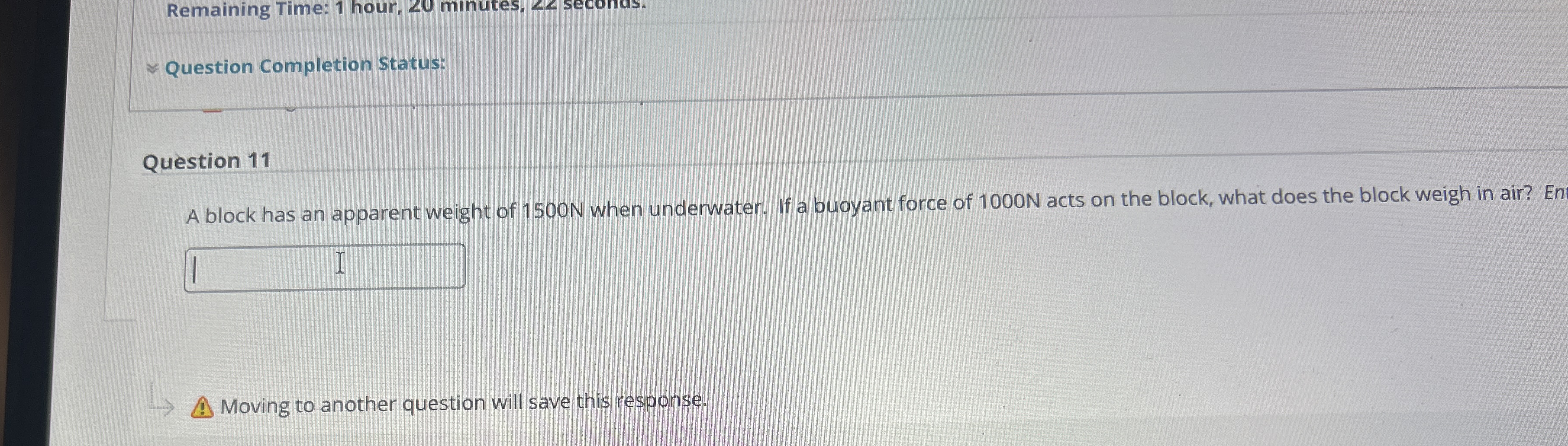 Remaining Time: 1 hour, 2 0 minutes, ? ? ? ? ? ?