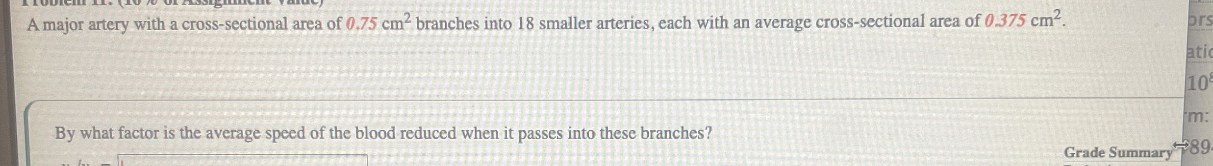 A major artery with a cross - sectional area of 0