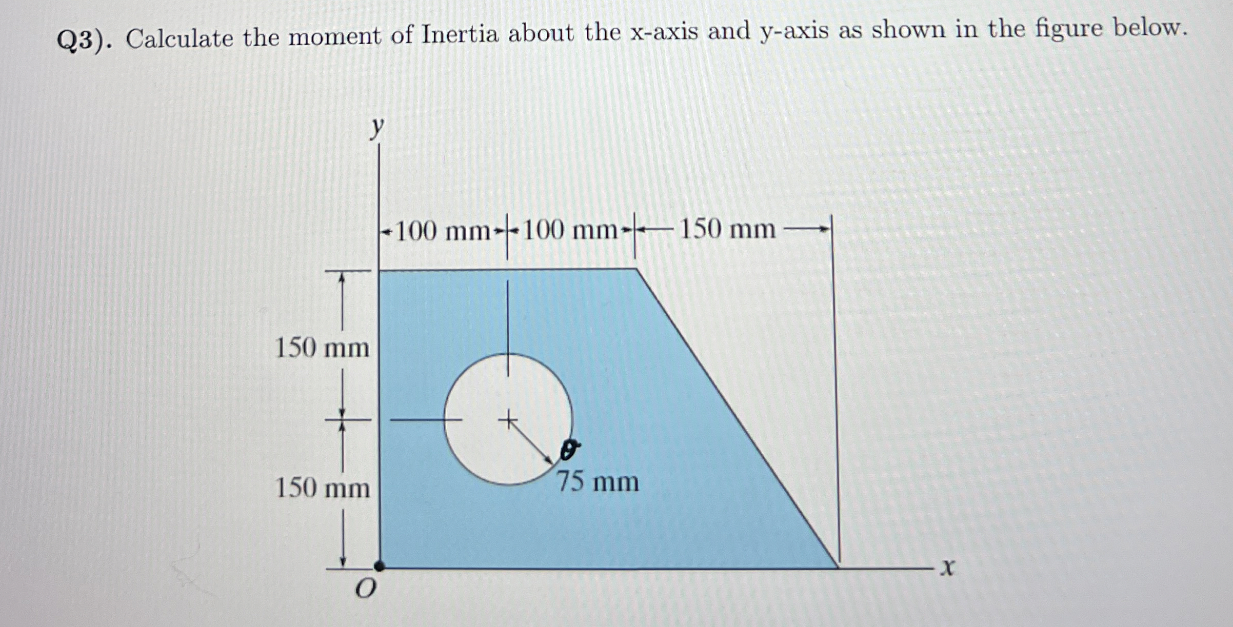 Q 3 ) . Calculate the moment of Inertia about the