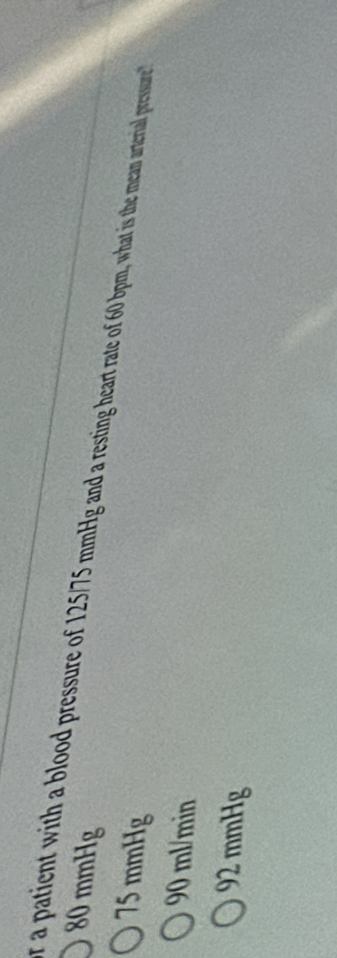 For a patient with a blood pressure of 1 2 5 7 5