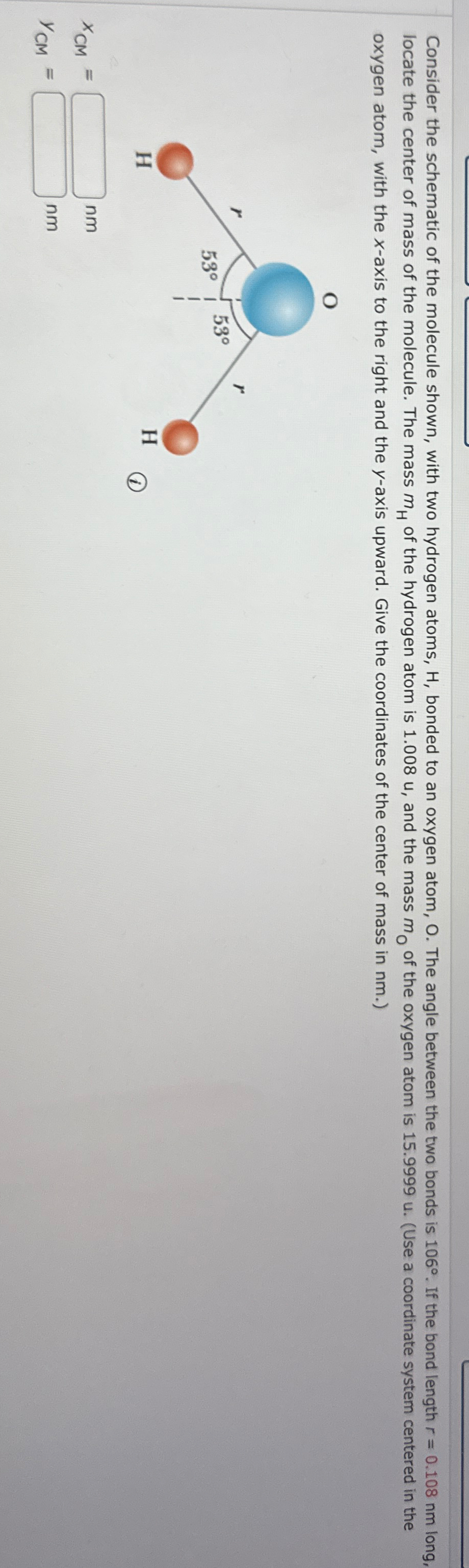 Consider the schematic of the molecule shown,