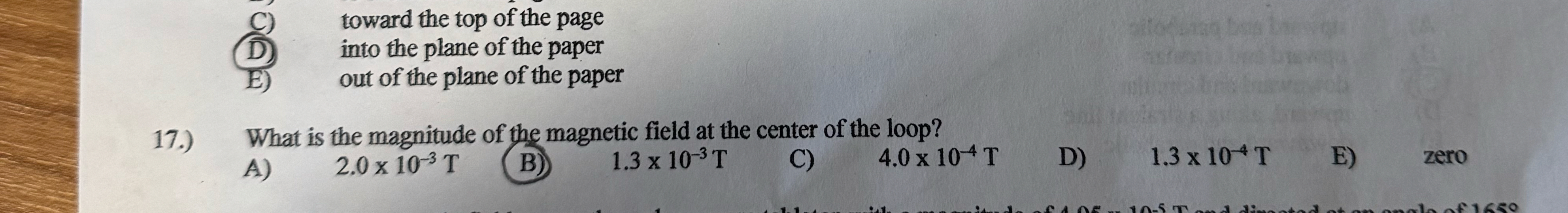 1 7 . ) What is the magnitude of the magnetic