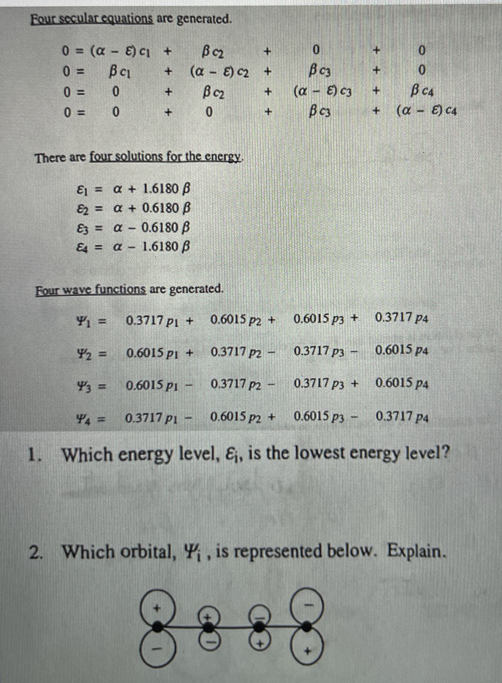 Eour secular equations are generated. 0 = ( - ) c