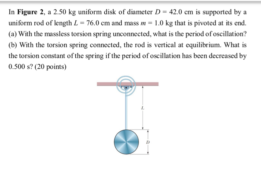 In Figure 2 , a 2 . 5 0 kg uniform disk of