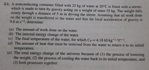 2 . 1 . A nonconducting container filled with 2 5