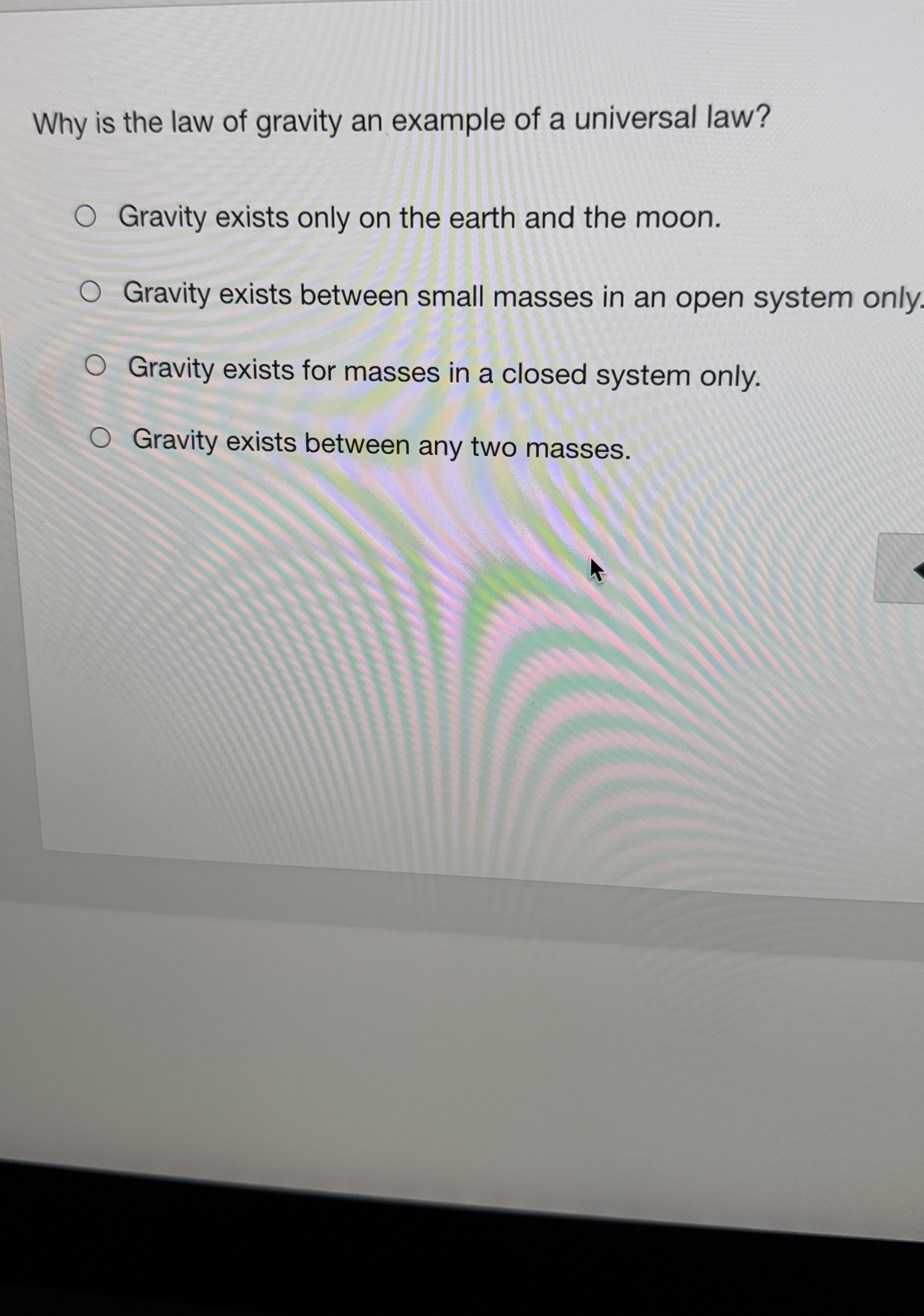 Why is the law of gravity an example of a