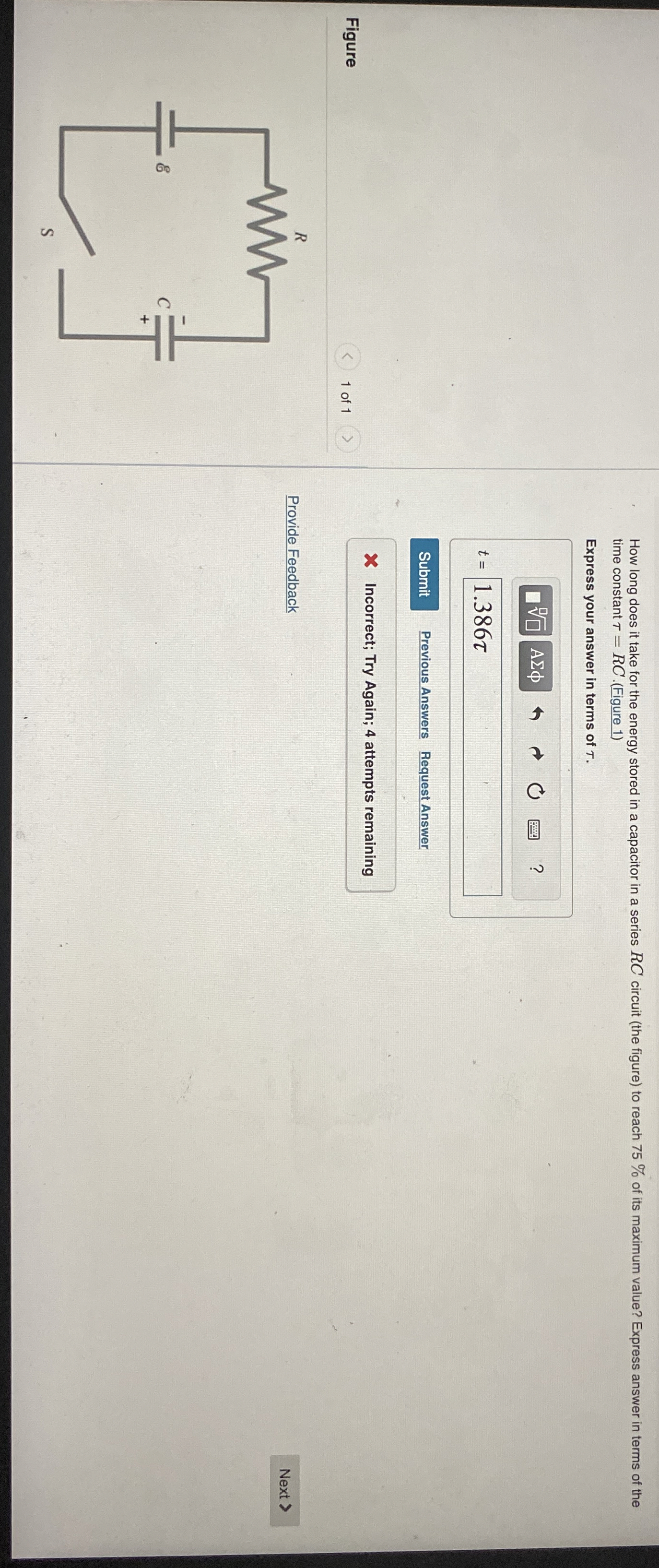 How long does it take for the energy stored in a