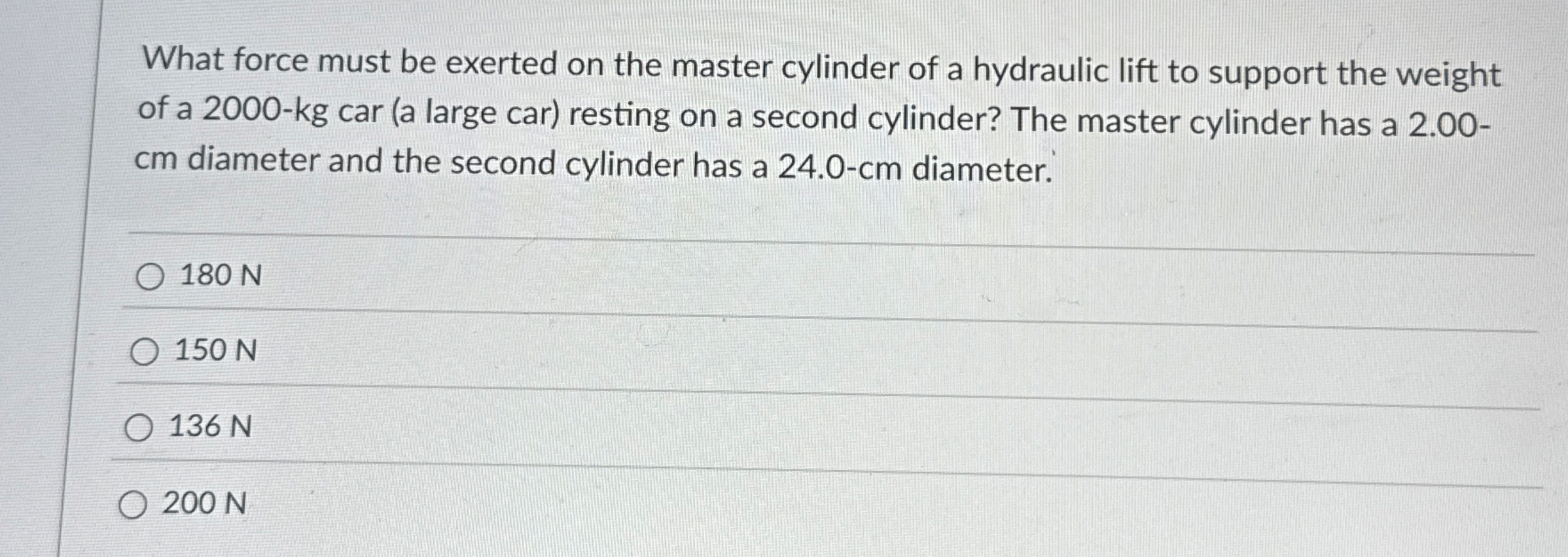 What force must be exerted on the master cylinder