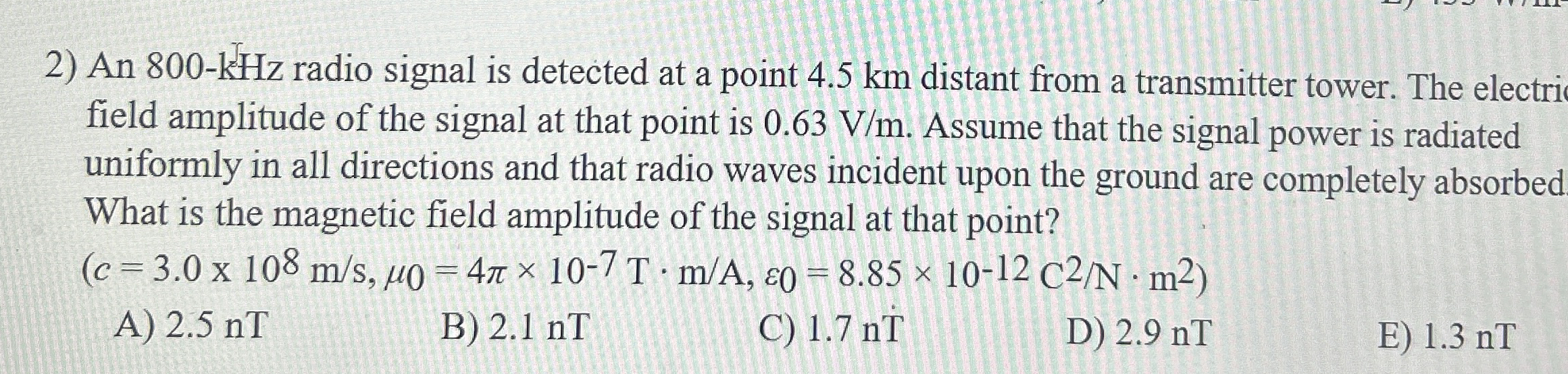 An 8 0 0 - k H z radio signal is detected at a