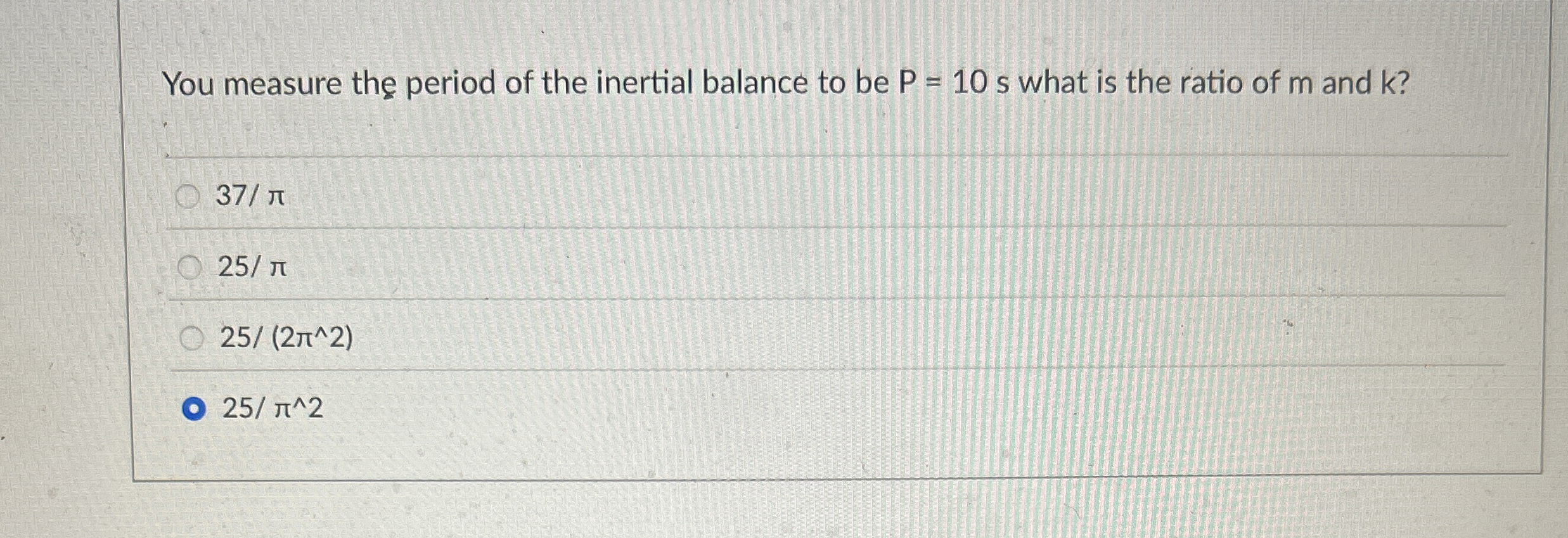You measure the period of the inertial balance to