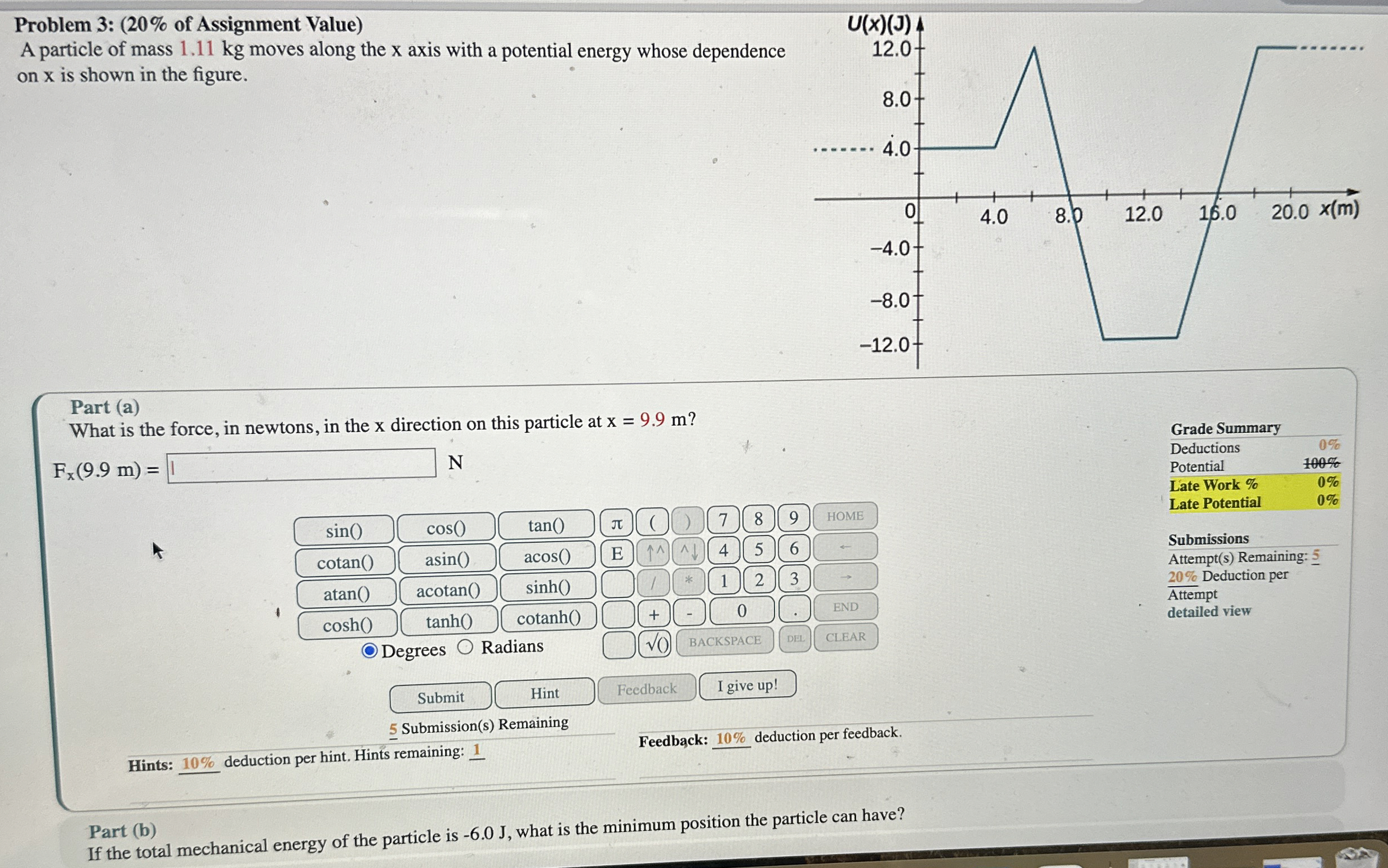 Problem 3 : ( 2 0 % of Assignment Value ) A