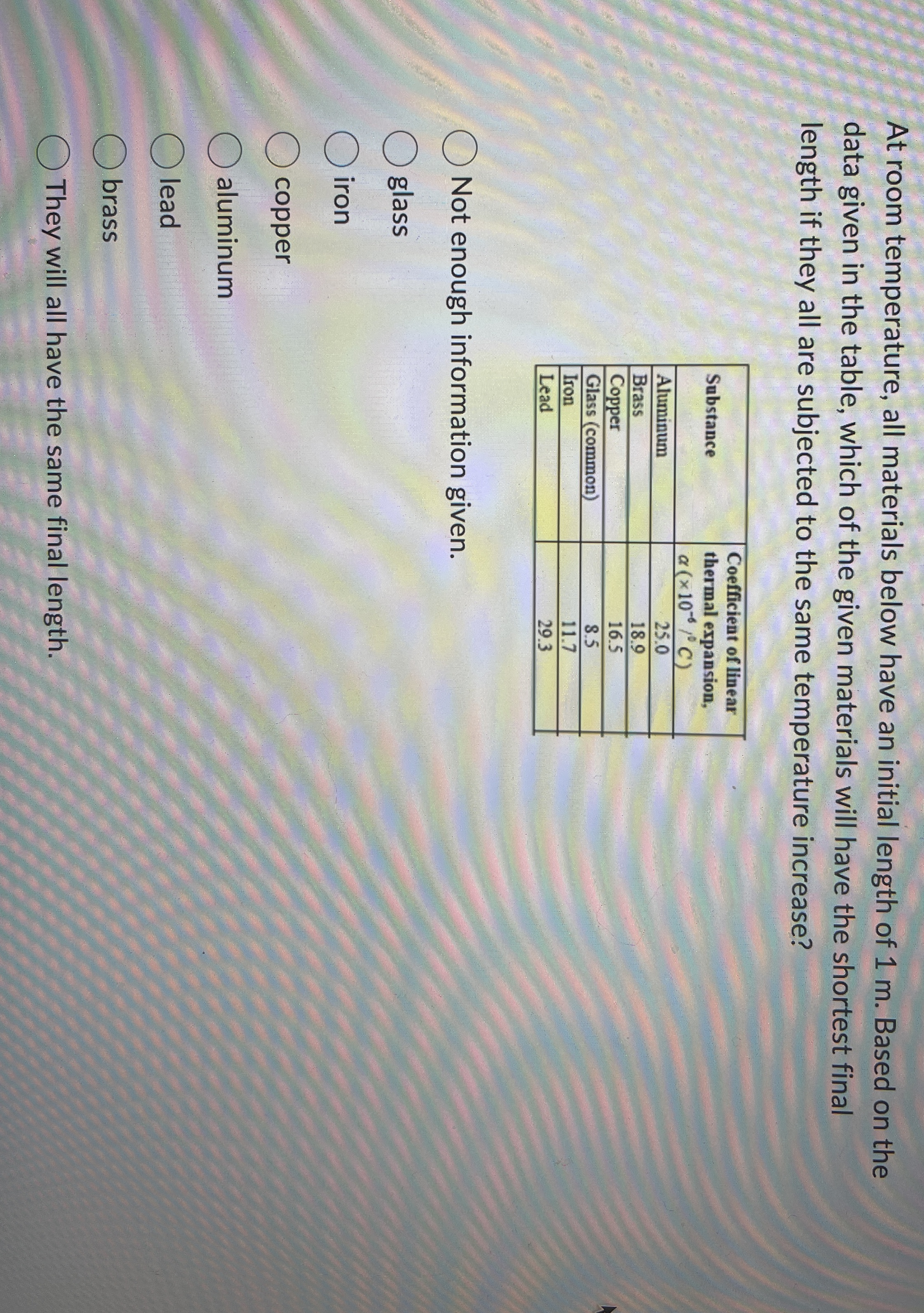 At room temperature, all materials below have an