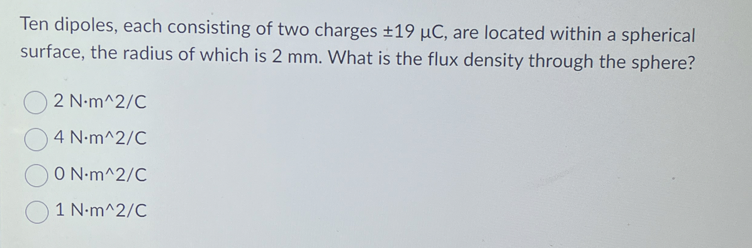Ten dipoles, each consisting of two charges + - 1