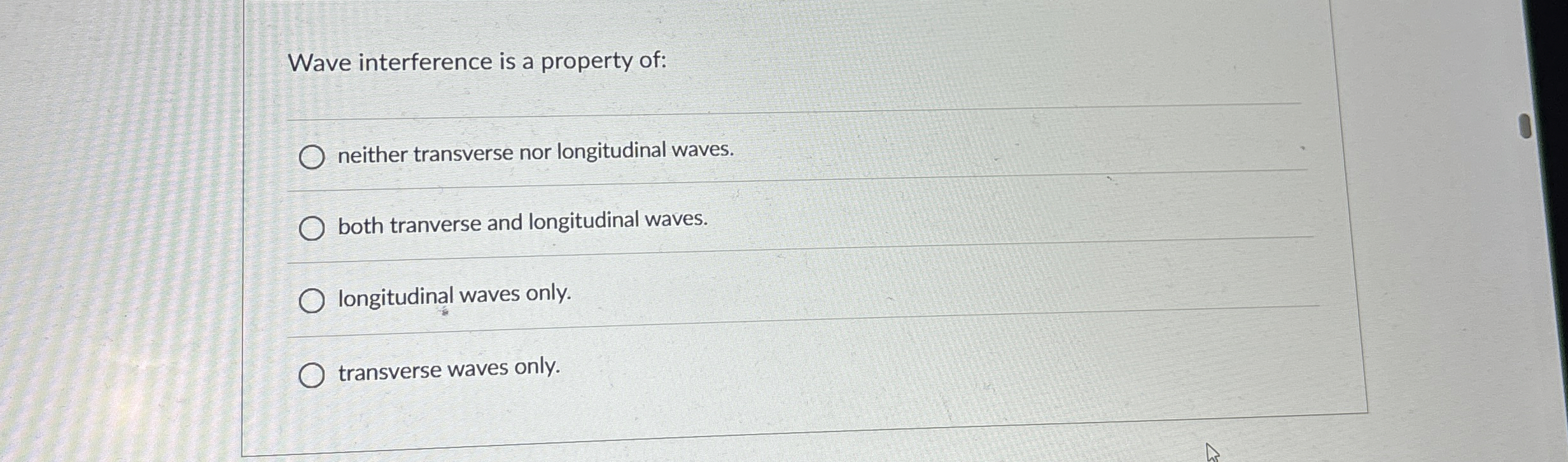 Wave interference is a property of: neither