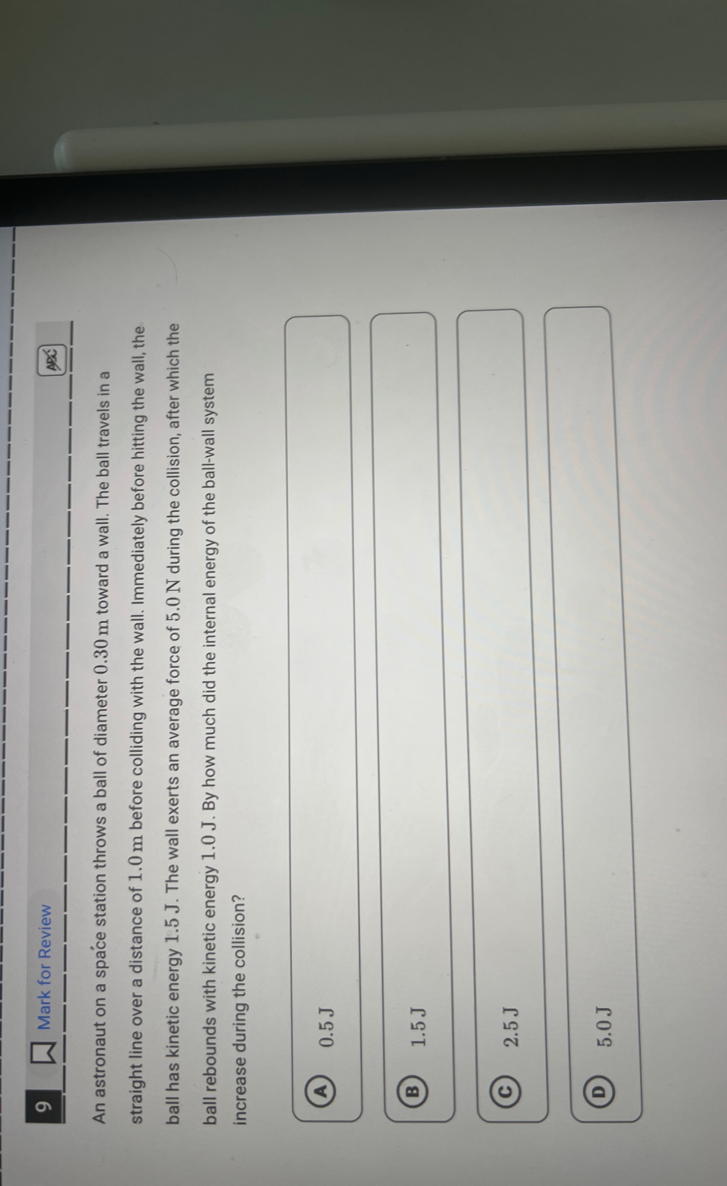 9 Mark for Review ow An astronaut on a space