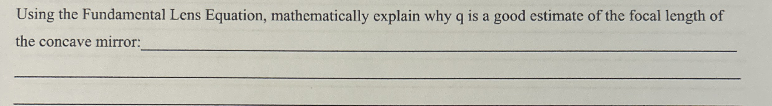 Using the Fundamental Lens Equation,