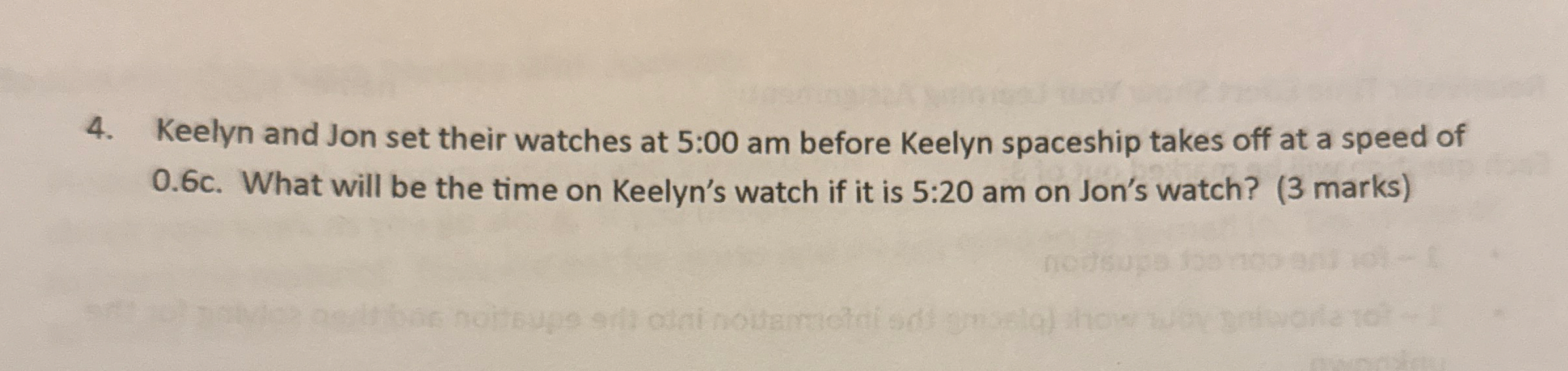 Keelyn and Jon set their watches at 5 : 0 0 am
