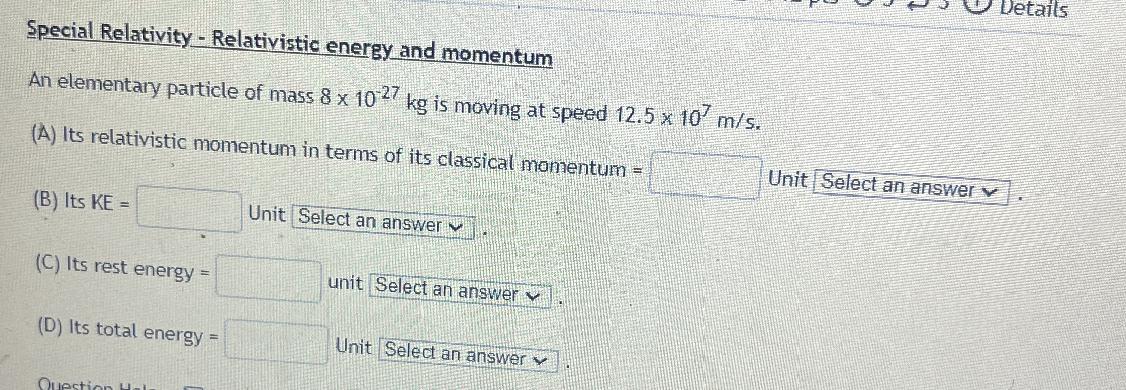 Special Relativity - Relativistic energy and