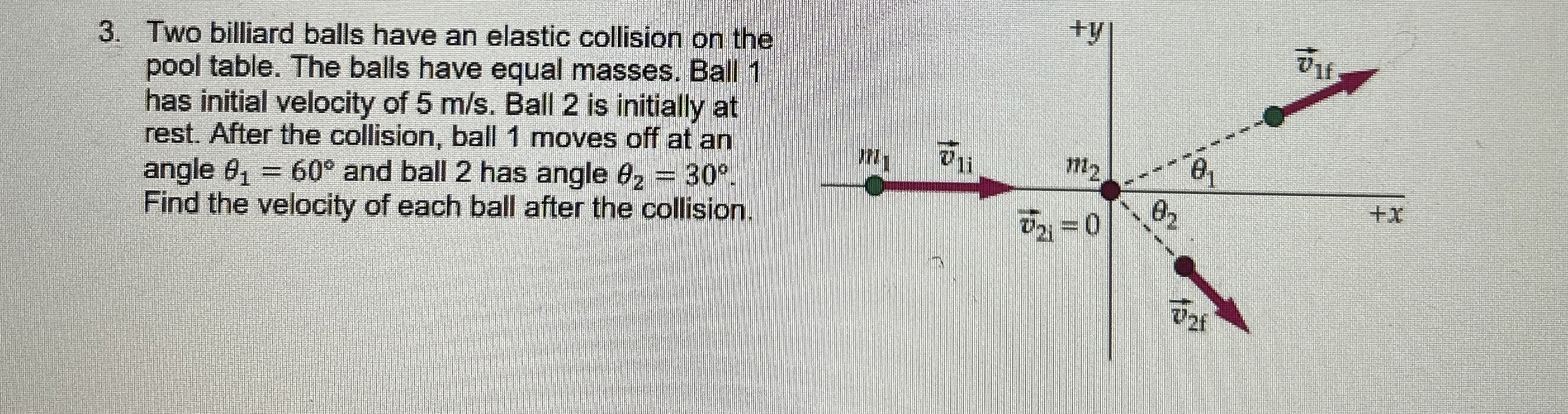 Two billiard balls have an elastic collision on