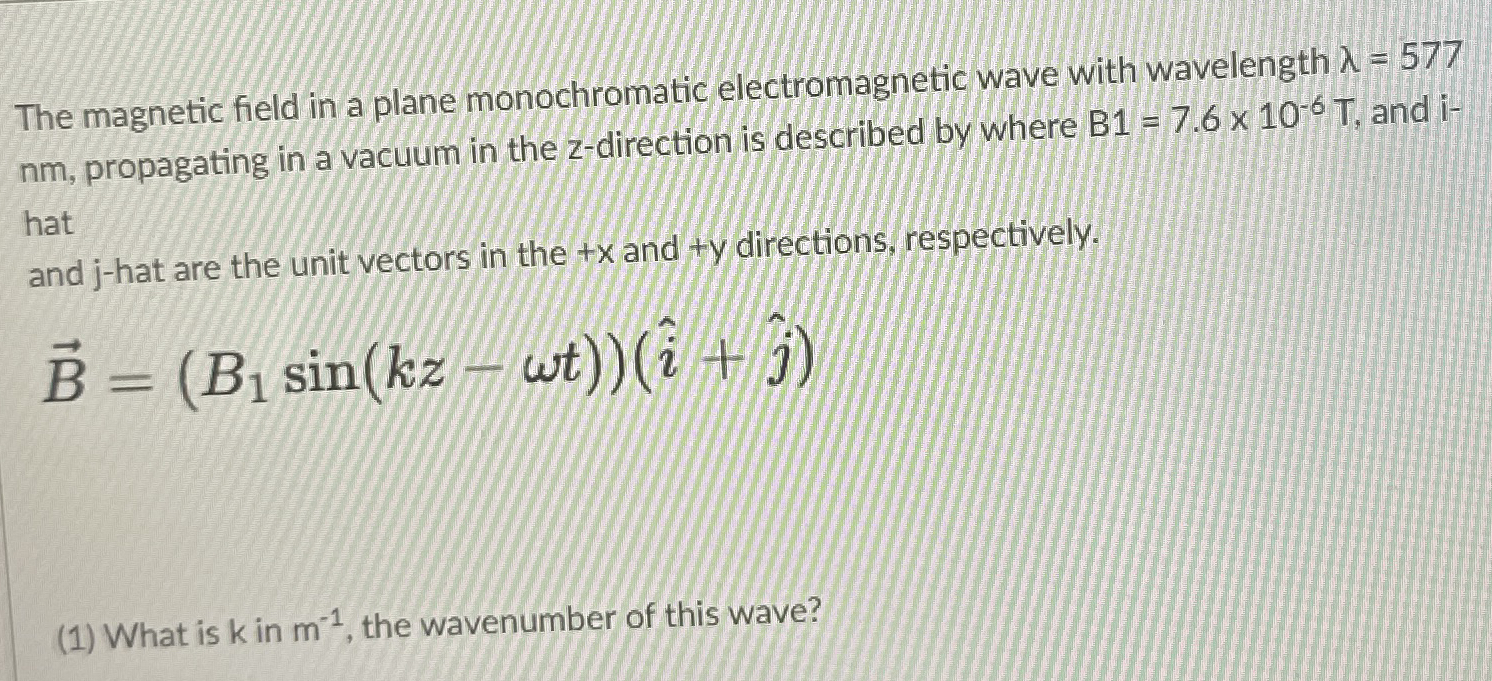 The magnetic field in a plane monochromatic